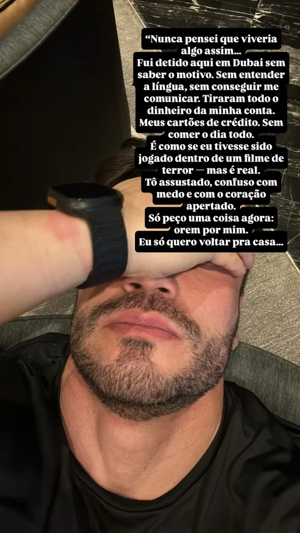  Lucas Viana em seu Instagram após ser detido em Dubai por Reprodução/Redes Sociais     
