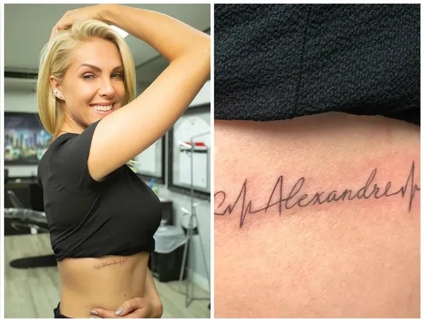 Ana Hickmann tem nome do ex tatuado na costela por Reprodução