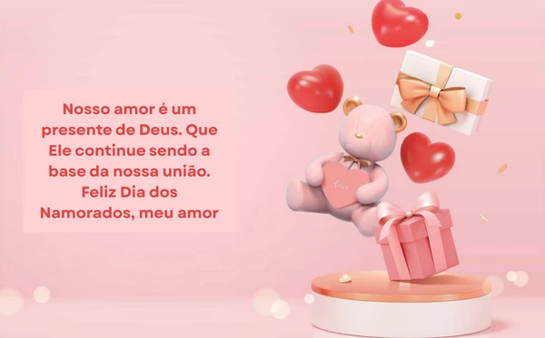 Mensagem de Dia dos Namorados por Montagem sobre imagem do Shutterstock