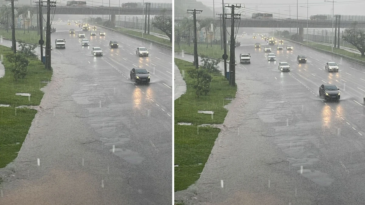Ponto de alagamento na avenida Paralela