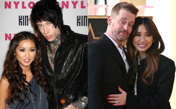 Brenda Song com o ex, Trace Cyrus, e o atual marido, Macaulay Culkin
