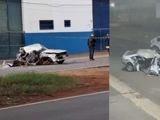 Imagem - Mulher morre e outros passageiros são lançados após batida de carro em poste; veja vídeo