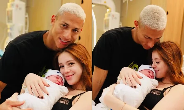 Richarlison e Amanda Araújo comemoram nascimento do primeiro filho por Reprodução/Redes Sociais  
