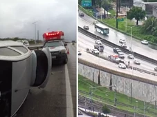 Imagem - Carro capota em trecho da BR-324 e deixa motorista ferido