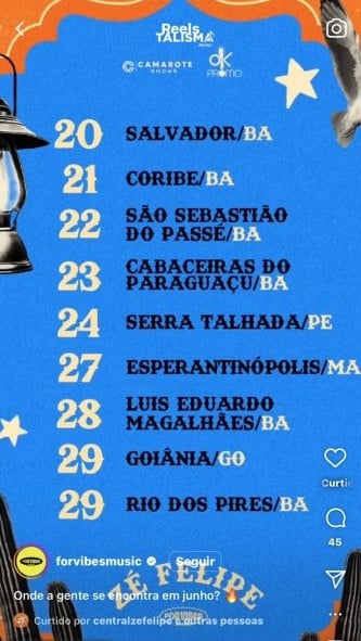 Agenda de Zé Felipe no São João