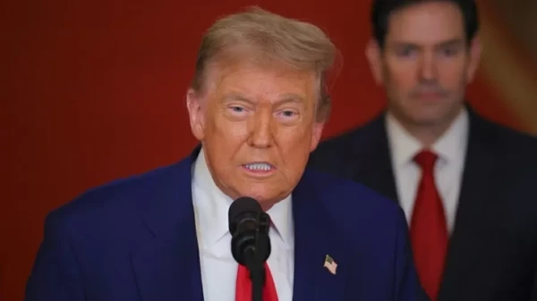 Donald Trump durante pronunciamento
