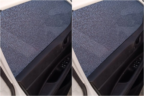 Vidro do carro ficou estilhaçado
