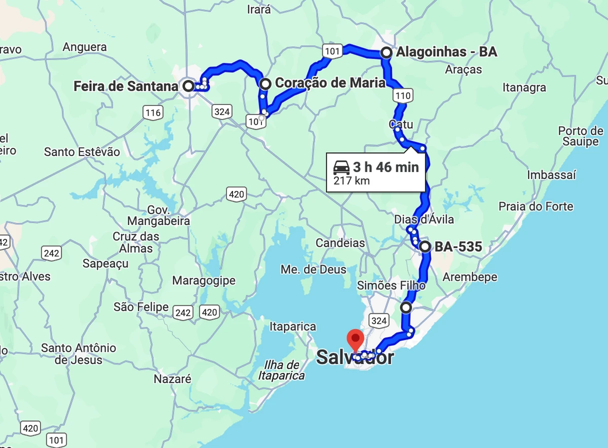 Confira uma das rotas de retorno a Salvador para quem quer evitar a BR-324