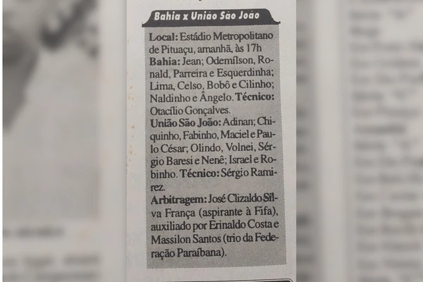 Bahia 1 x 0 União São João pela Série A de 1995  por Arquivo Correio