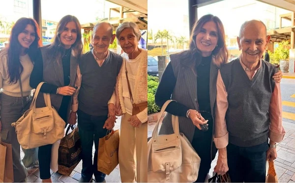 Fátima Bernardes e a filha celebram o aniversário do pai
