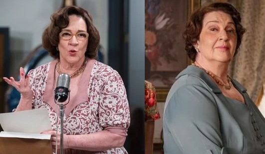 Rosane Gofman (Olímpia) - Antes e depois do elenco de 'Êta Mundo Bom!' em 'Êta Mundo Melhor!' por Divulgação/TV Globo 