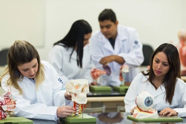 2015 - Inauguração da Faculdade de Medicina, segunda graduação oferecida pelo Einstein, depois da Enfermagem, criada em 1989. São inauguradas depois: Fisioterapia, Administração, Engenharia Biomédica, Odontologia, Nutrição e Psicologia - por Einstein/divulgação