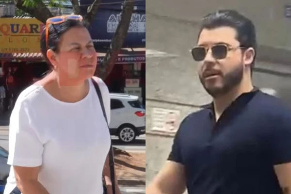 Murilo Huff e Dona Ruth foram registrados ao chegar para audiência