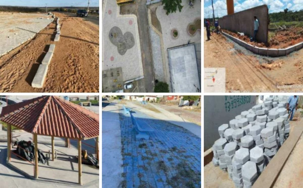 Imagens de irregularidades nas obras identificadas na auditoria do TCE-BA