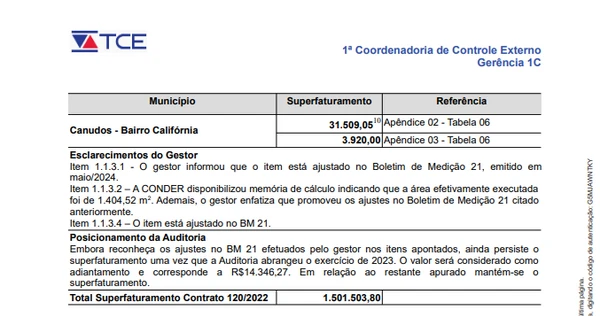 Trechos do documento da auditoria do TCE-BA por Reprodução