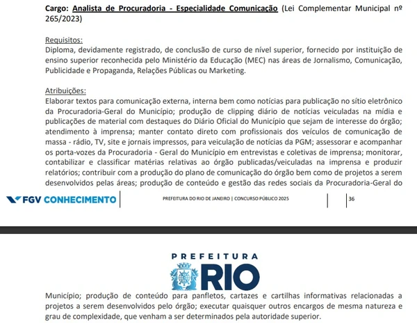 Analista de Procuradoria - Especialidade Comunicação por Reprodução