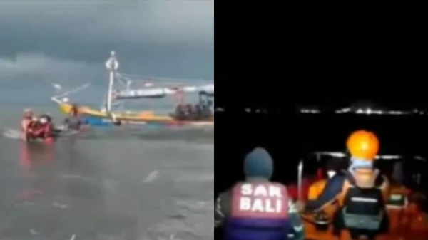 Balsa afunda em Bali 
