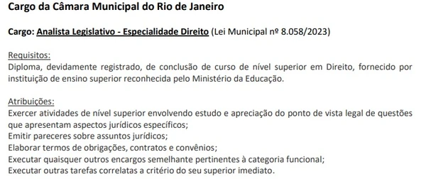 Cargo da Procuradoria-Geral da Câmara Municipal por Reprodução