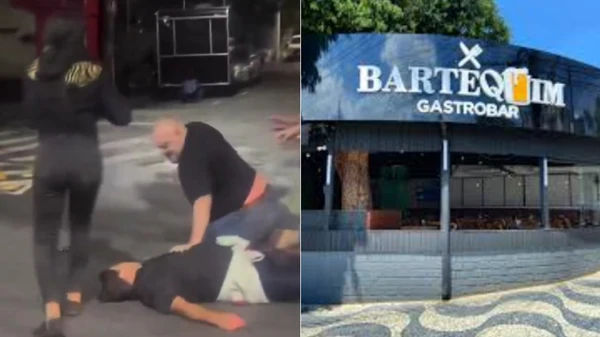 Dono de bar e funcionário são flagrados espancando cliente 