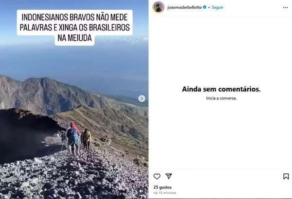João Mader Bellotto posta vídeo e desativa comentários na web  por Reprodução/Instagram
