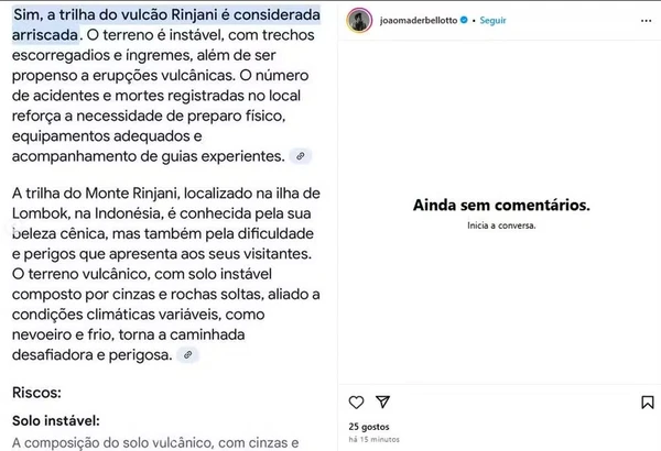 João Mader Bellotto posta vídeo e desativa comentários na web  por Reprodução/Instagram
