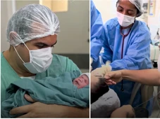 Imagem - Vídeo: pai com deficiência visual acompanha nascimento da filha com narração de equipe médica