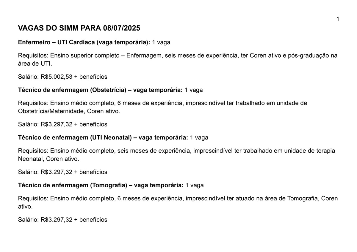 Veja vagas do Simm para esta terça-feira (8) por Reprodução