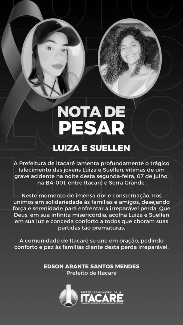 Nota da prefeitura de Itacaré por Reprodução