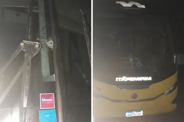 Ônibus foi parado por criminosos na BR