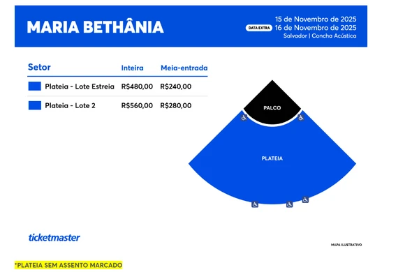 PLATEIA SEM ASSENTO MARCADO, diz site