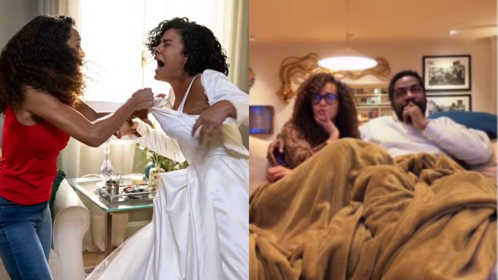 Taís Araujo mostra reação de Lázaro Ramos ao assistir cena do vestido em Vale Tudo por Reprodução/Instagram 