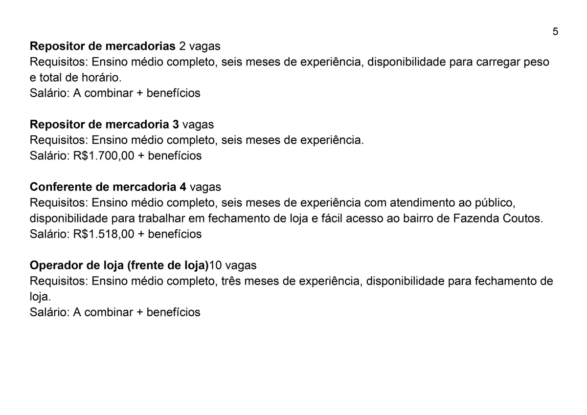 Vagas SIMM para esta quinta-feira (10) por Reprodução