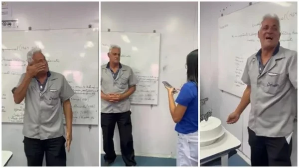 Alunos surpreendem porteiro com convite para ser padrinho de formatura por Reprodução/TikTok 