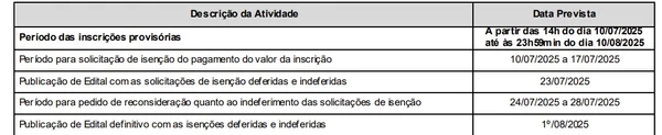 Detalhes do cronograma do concurso  por MP-RS