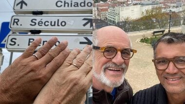 Marcos Caruso e o marido, o enfermeiro Marcos Paiva por Reprodução