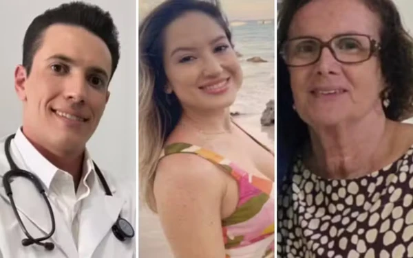 O médico Luiz Garnica,  a professora de pilates Larissa e Elizabete Garnica por Reprodução