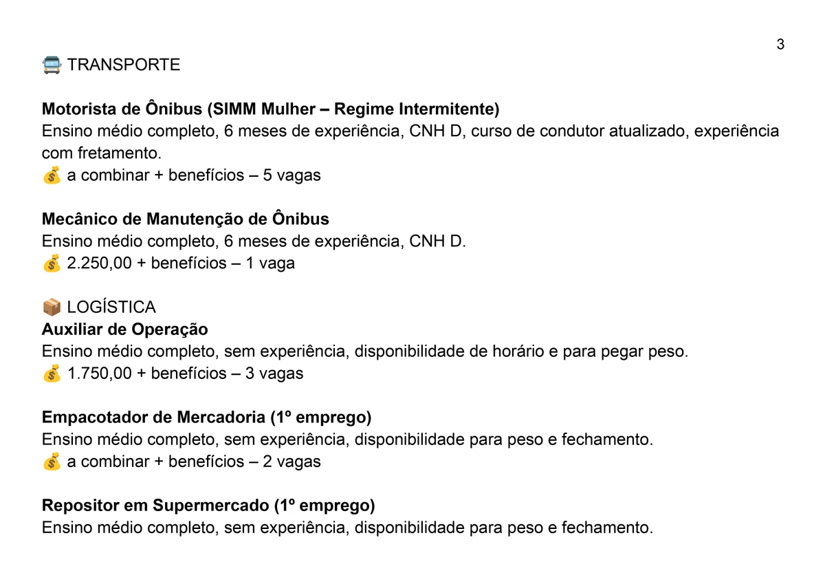 Vagas do SIMM para esta sexta-feira (11) por Reprodução