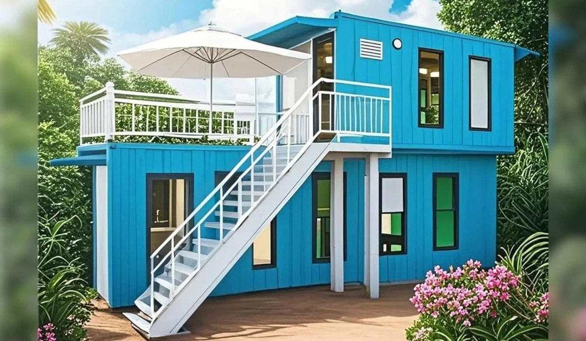 Casa pré-fabricada empilhável de dois andares por Reprodução