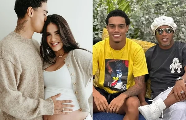 João Mendes, Giovanna Buscacio e Ronaldinho Gaúcho por Reprodução/Instagram