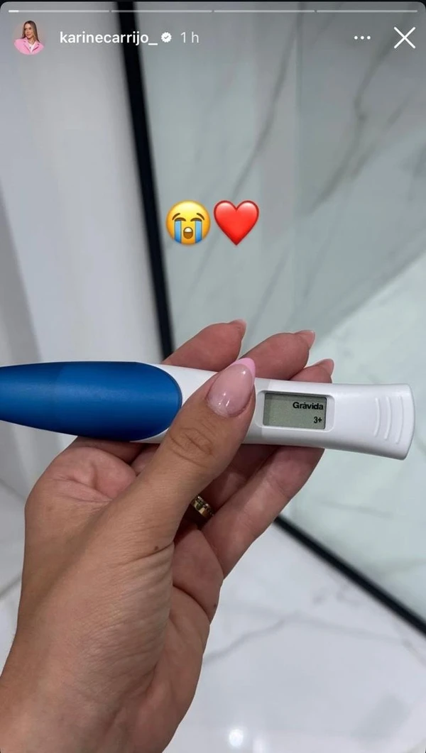 Karine Carrijo anunciou que estava grávida de gêmeos  por Reprodução/Redes Sociais