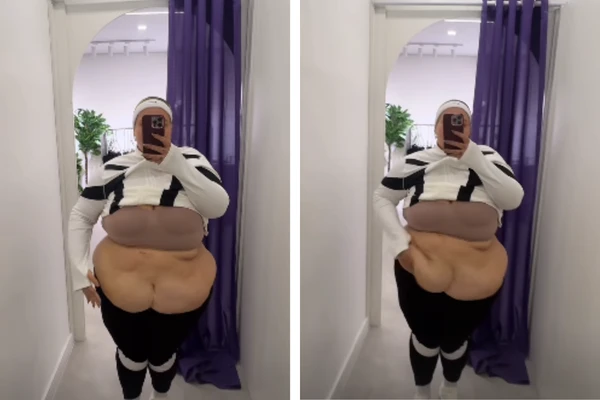 Thais Carla mostra excesso de pele na barriga por Reprodução
