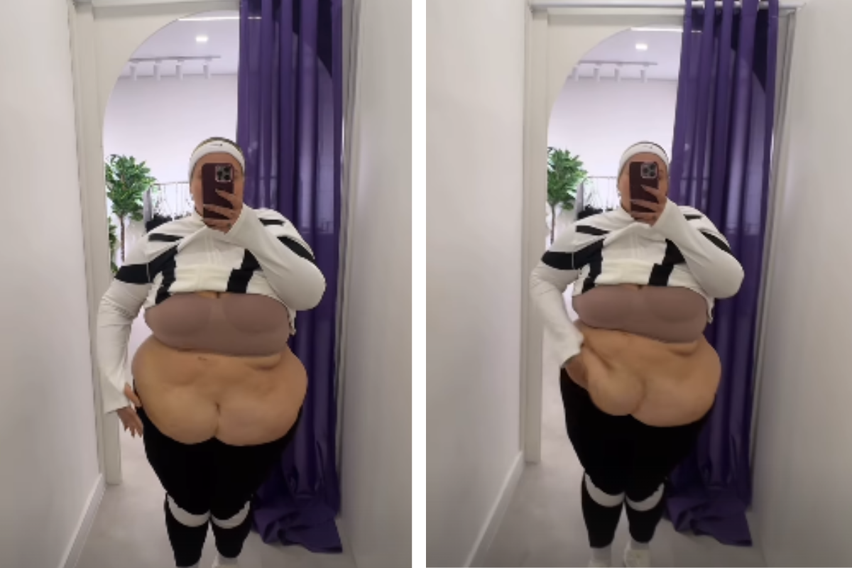 Thais Carla mostra excesso de pele na barriga por Reprodução