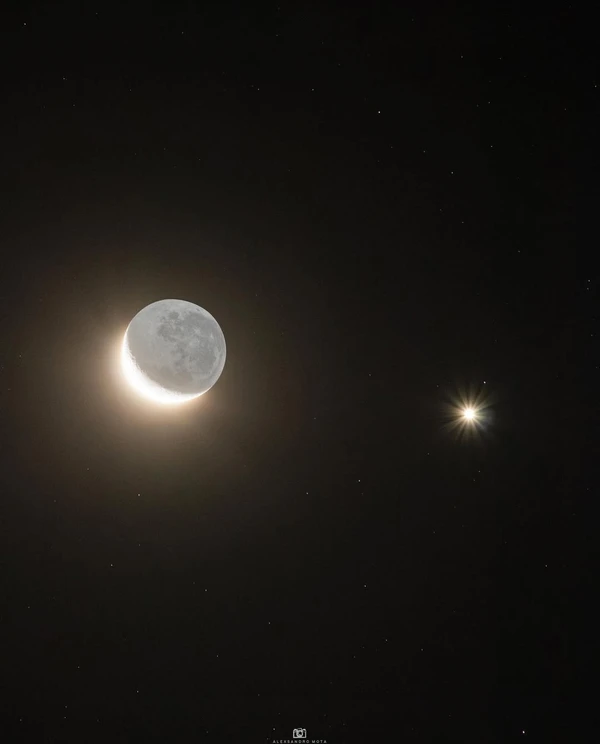 Conjunção entre a Lua e Vênus em detalhes por  Alexsandro Mota