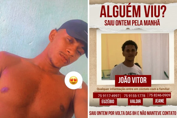 João Vitor, de 23 anos, é procurado pela família 