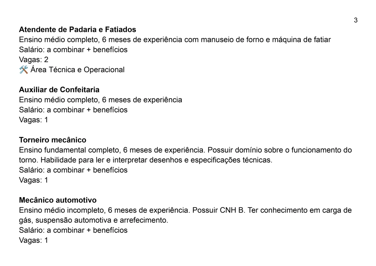 Vagas para esta quarta-feira (16) por Reprodução