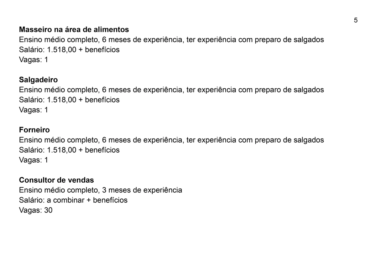 Vagas para esta quarta-feira (16) por Reprodução