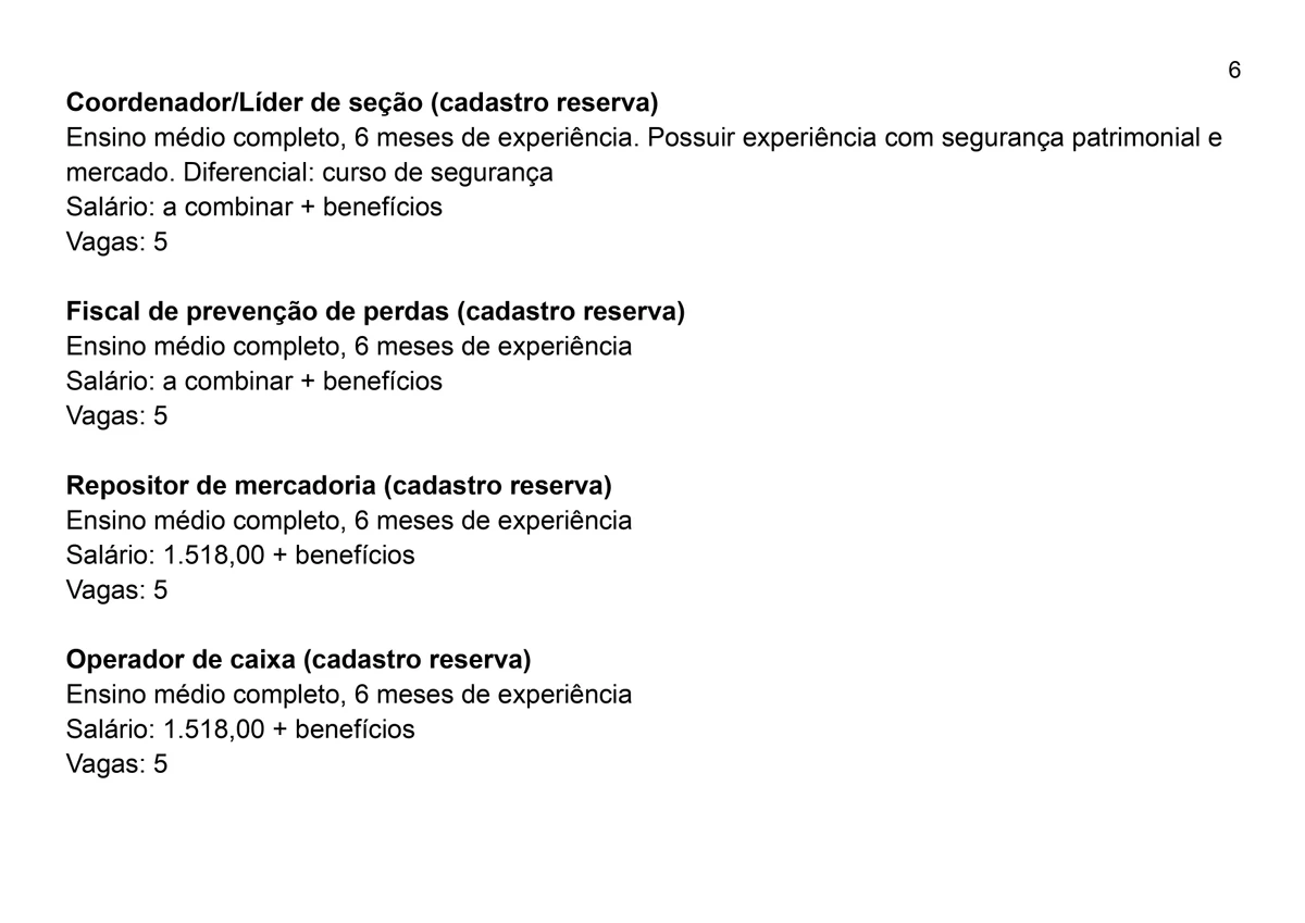 Vagas para esta quarta-feira (16) por Reprodução
