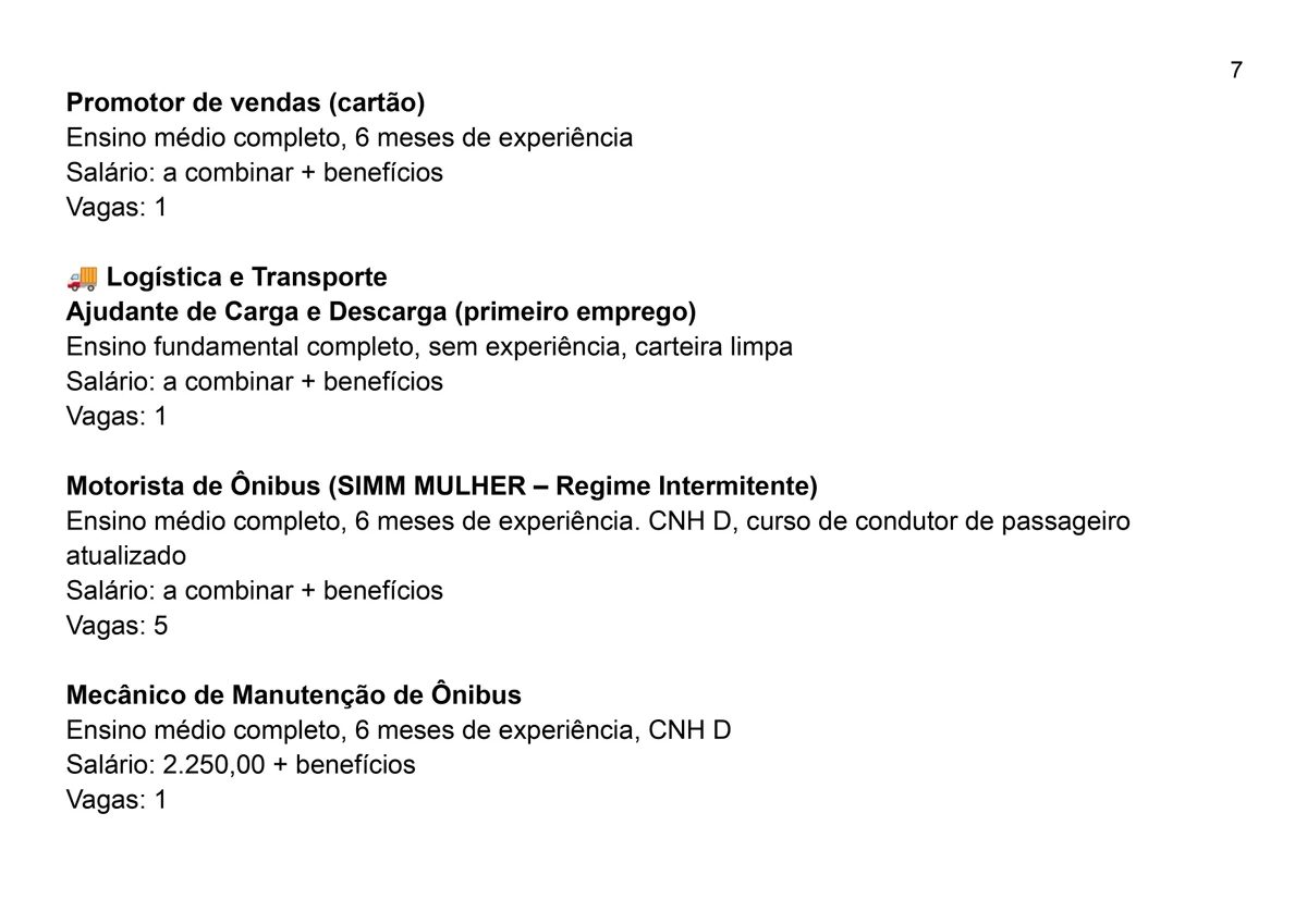 Vagas para esta quarta-feira (16) por Reprodução