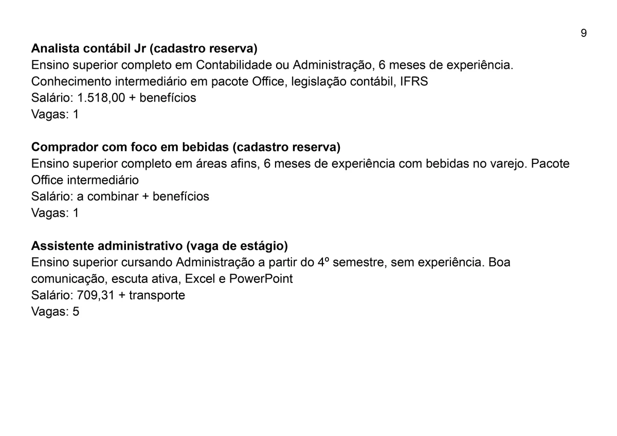 Vagas para esta quarta-feira (16) por Reprodução