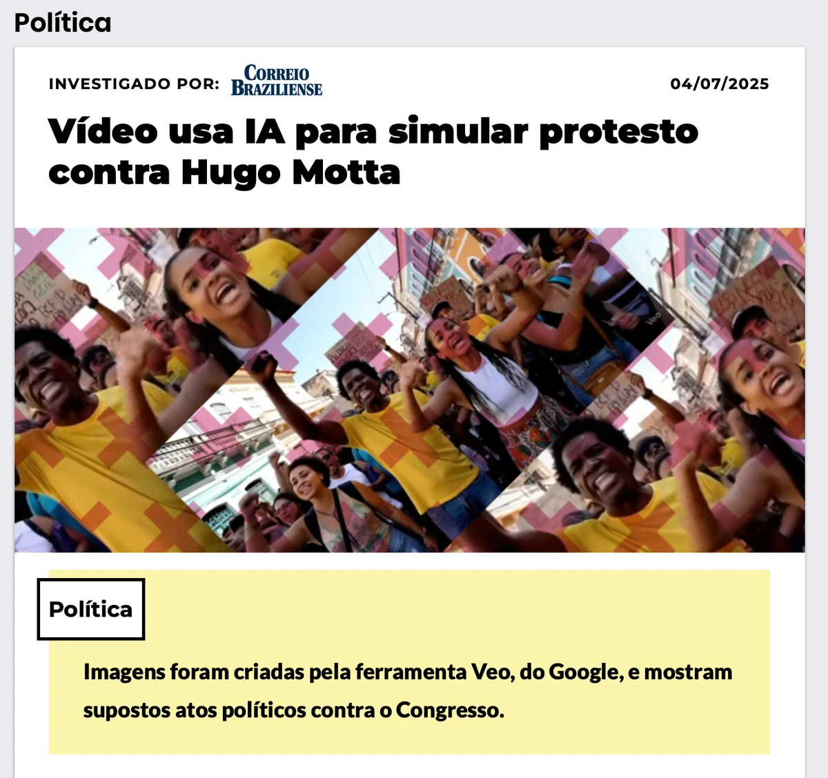 Notícia do Comprova